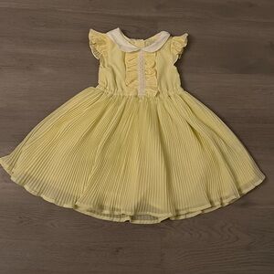 Janie and Jack Lemon Yellow Pleated Dress with White Peter Pan Collar